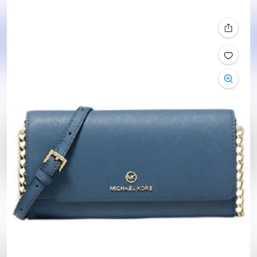 Michael Kors Small Saffiano Leather Convertible Crossbody Bag in Ocean Blue